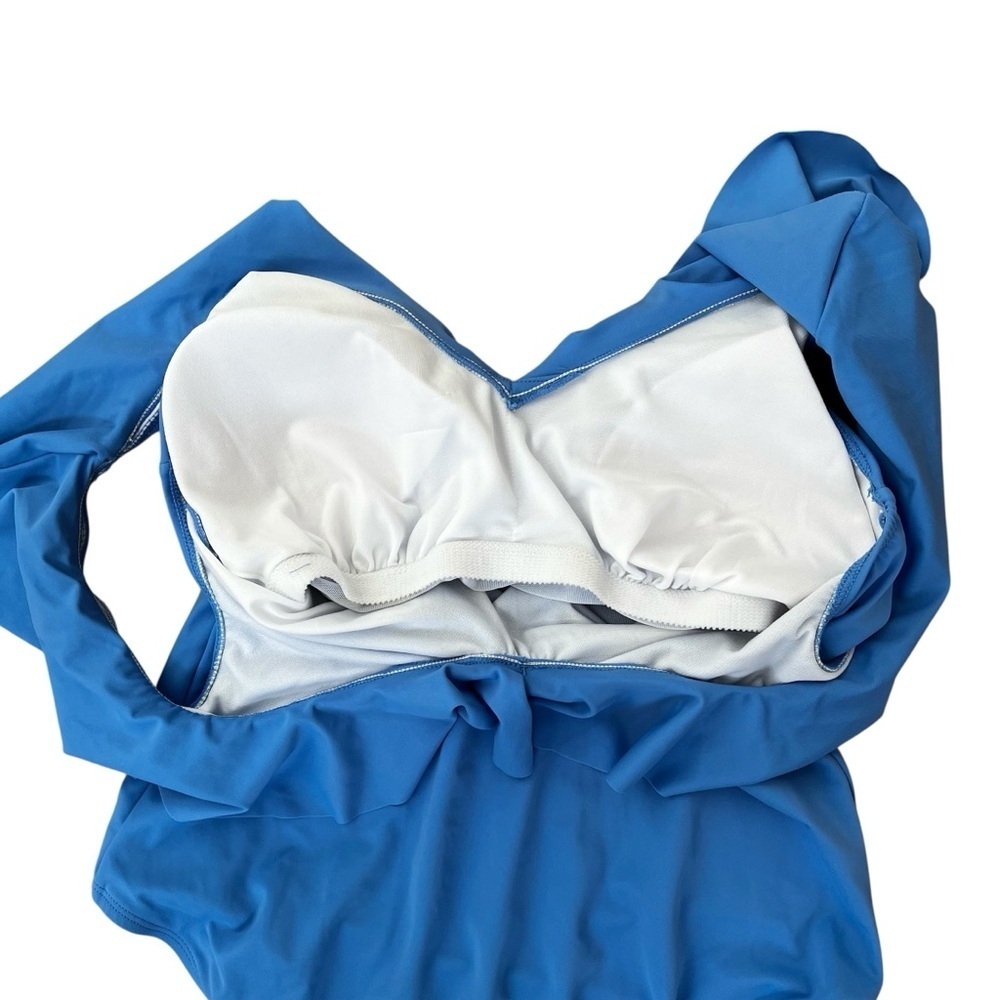 Women’s Bal Harbour V-neck Ruffled One-Piece Swimsuit Blue Size 14 Bathing Suit - Picture 4 of 9
